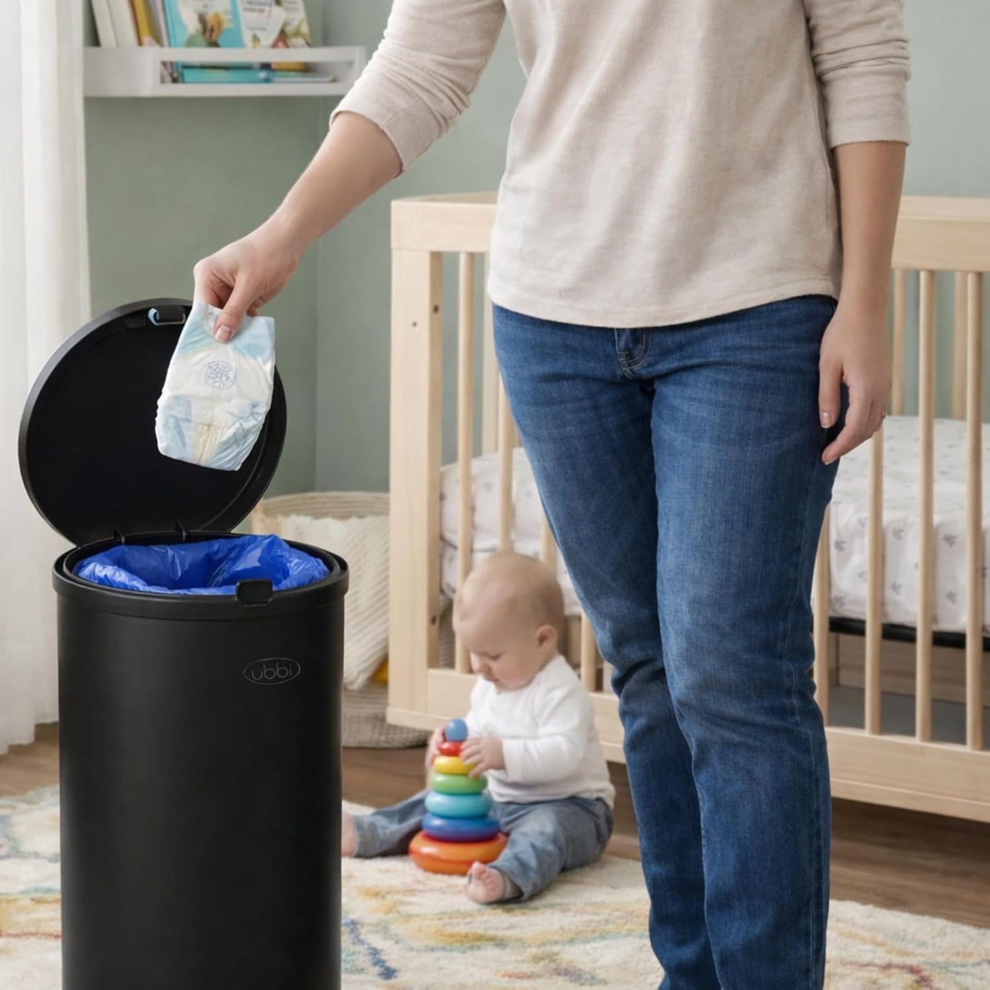 Disposable Diaper Pail Refill Bags (100 Bags) Compatible with Ubbi Diaper Bag Pail 13 Gal Capacity Diaper Pail Bag Medium Kitchen Trash Bag Heavy Duty Recycled Large Garbage Bag (100 ct.)