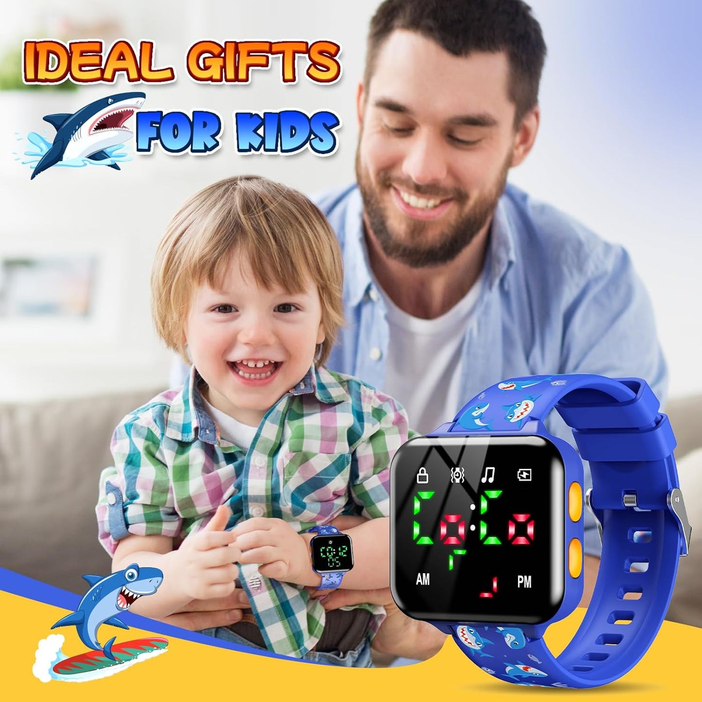 Potty Training Watch and Board Book for Kids: Water Resistant Potty Watches for Toddler Boys Rechargeable Toilet Reminder Dinosaur Toddler Watch 1-3 Birthday Gifts for 2 3 4 Year Old Boy (Blue)