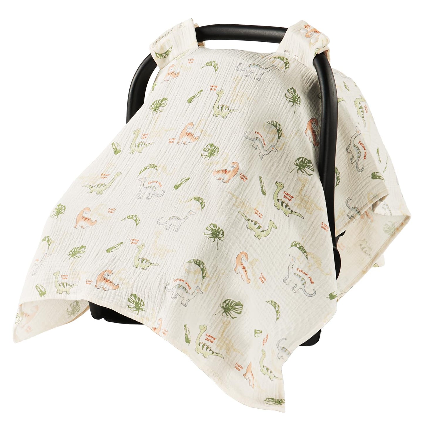 100% Muslin Cotton Car Seat Cover for Baby, Soft Breathable Car Seat Canopy, Universal Infant Carseat Cover Sun Protector, Lightweight Summer Stroller Cover for Boys Girls - Strawberry