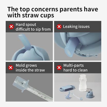 Thyseed Spill-Proof Weighted Straw Sippy Cup, Baby Transition Trainer, Soft Silicone Spout, BPA-Free, 6m+, 10 oz, 1 Pack