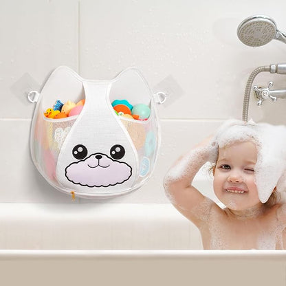 Austion Bath Toy Storage 3.2-Gallon Hanging Bath Toy Holder for Kids‘ Bath Tub – Zippered, Quick-Drying and Machine-Washable Bathroom Organizer