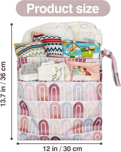 Wet Dry Bags 2-Pack with Cute Dolphin Print - Waterproof Travel Organizer for Swimming Pool Beach Gym Baby Cloth Diapers Swimwear with Dual Zippers