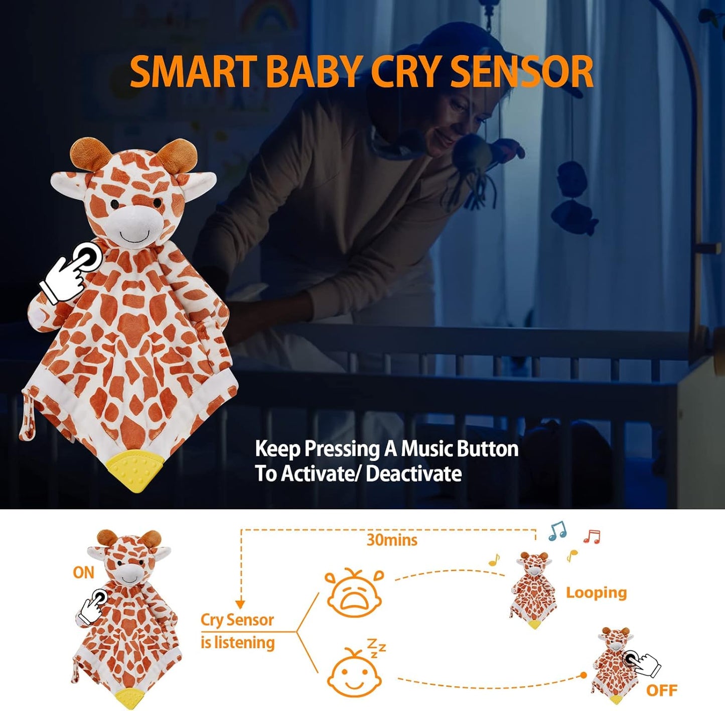 BEREST Unicorn Baby Sleep Soother 4-in-1 Sound Machine with Heartbeat & White Noise|Security Blanket & Pacifier Holder|Soothing Plush Toy for Newborns|Perfect Baby Registry Essential