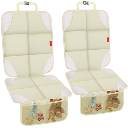 Car Seat Protector, Carseat Seat Protectors with Thick Padding and Upgraded Non-Slip Backing, Waterproof Seat Protector under Baby Car Seat, 600D Fabric Car Seat Covers with Storage Pockets for Baby