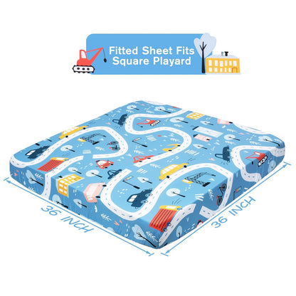 Cloele Square Playard Fitted Sheet 36x36, Ultra Soft Polyester Playpen Sheet for Baby & Pet, Dogs Pattern Pack and Play Crib Sheets, Portable Playard Mattress Cover