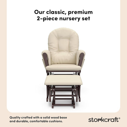 Storkcraft Premium Hoop Glider & Ottoman (Natural/Pink) — GREENGUARD Gold Certified Nursery Glider, Solid Wood Craftsmanship, Smooth-Gliding Nursery Chair and Ottoman, Award-Winning - Colors B
