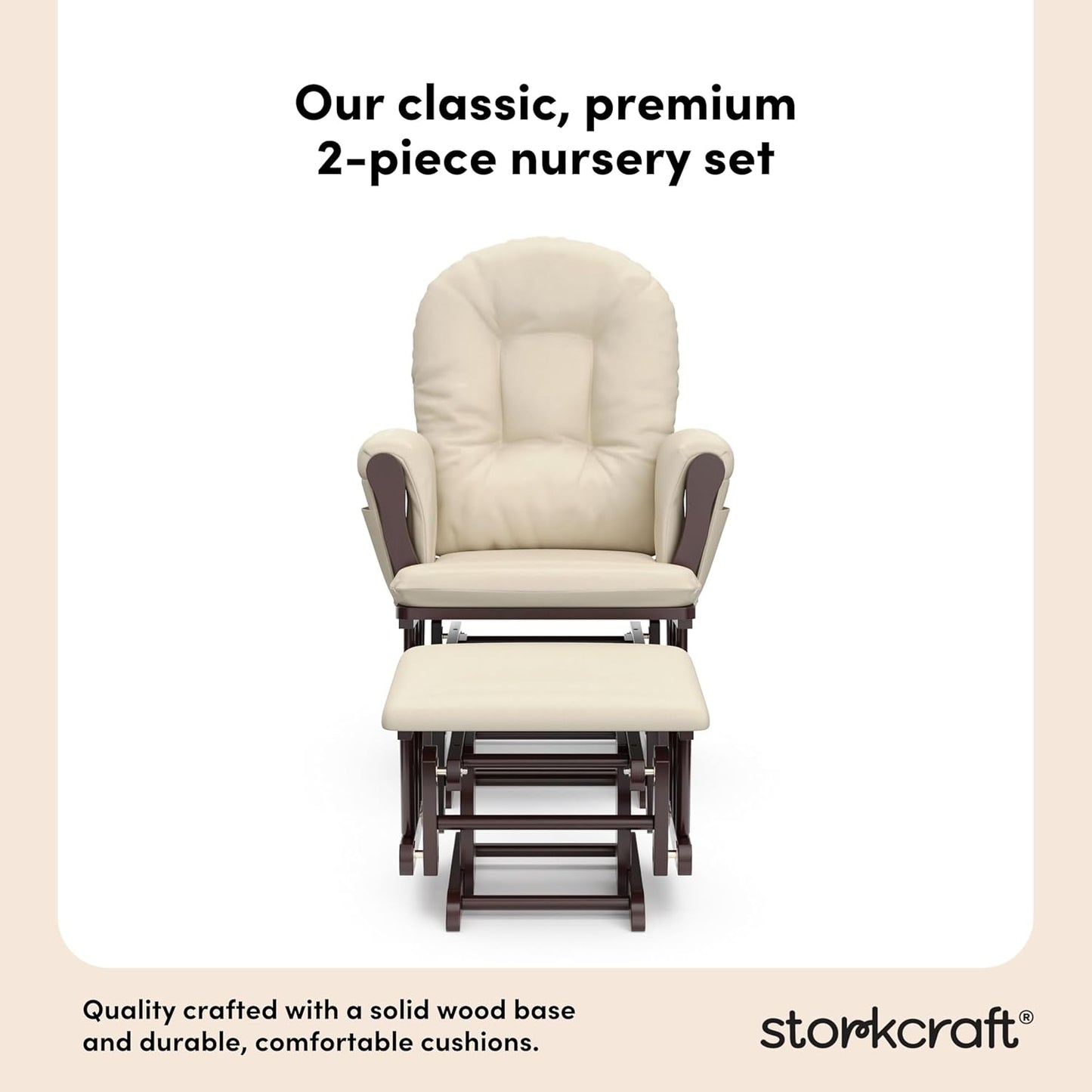 Storkcraft Premium Hoop Glider & Ottoman (White/Gray) — GREENGUARD Gold Certified Nursery Glider, Solid Wood Craftsmanship, Smooth-Gliding, Award-Winning - Colors B