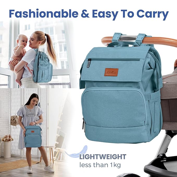 Baby Shower Gifts Diaper Bag Backpack - Large Capacity Baby Bag Backpack, Wide Opening & Easy Access Stylish Baby Diaper Bag - Waterproof, Durable, Travel-Friendly Organizer w/ Foldable Changing Pad