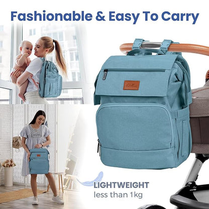Baby Shower Gifts Diaper Bag Backpack - Large Capacity Baby Bag Backpack, Wide Opening & Easy Access Stylish Baby Diaper Bag - Waterproof, Durable, Travel-Friendly Organizer w/ Foldable Changing Pad