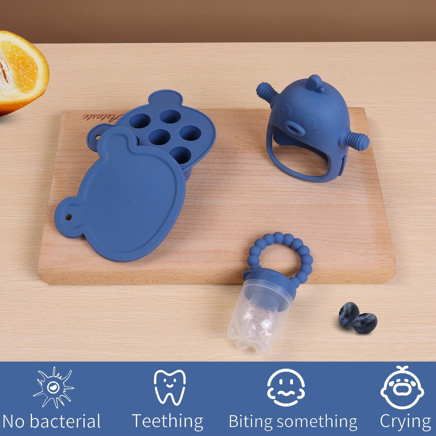 3-in-1 Baby Food & Fruit Feeder Set – Breastmilk Popsicle Mold with Freezer Tray, Teething Relief Toy, BPA Free Infant Silicone Feeding Combo, 3 Bonus Sizes (S/M/L) Sacs (Olive Green)