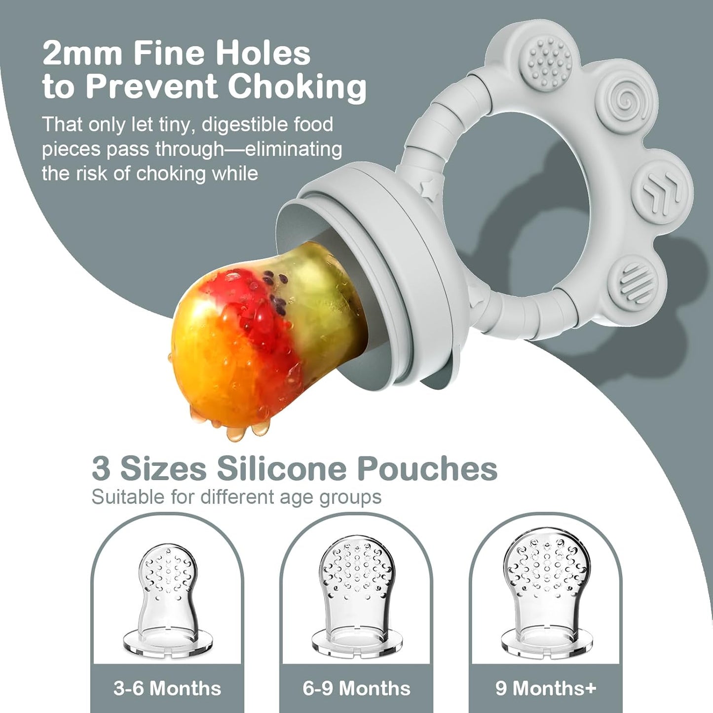 2 Pack Baby Fruit Food Feeder+Breastmilk Popsicle Molds,Baby Teethers,BPA Free,2mm Fine Holes to Prevent Choking,Perfect for Teething Relief & Infant Solid Food Introduction,3 M+（ Mauve Pink, Cream）