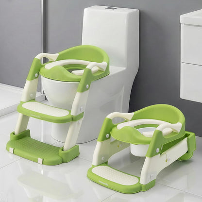 SereneLife 2-in-1 Potty Chair & Potty Training Seat with Step Stool Ladder - Height Adjustable Kids/Toddler Toilet Seat with Stable Anti-Slip Design, Cushioned Seat & Splash Guard For Boys Girls