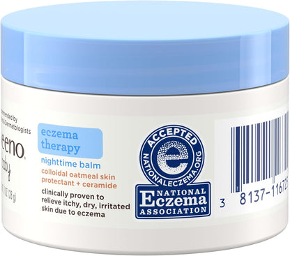 Aveeno Baby Eczema Therapy Nighttime Body Balm, Moisturizing Eczema Treatment, Ceramides, Triple Oat Complex, Soothes Dry, Itchy Skin, Hypoallergenic, Fragrance & Steroid Free, 11oz