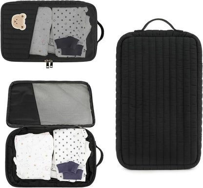 MOMIGO Baby Diaper Bag Organizer Pouches Waterproof Mini Diaper Bag - 2 pcs/set Foldable Hanging Bag Reusable, Washable or Cloth Diapers, with Gift for Baby Shower (Khaki（A）)