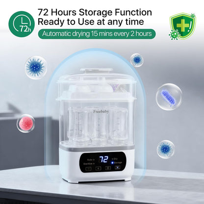 Freebaby Baby Bottle Sterilizer and Dryer,4 in 1 Electric Steam Sanitizer and Dryer for All Baby Bottle,Bottle Sanitizer for Pacifiers&Breast Pump Accessories,8 Bottles Capacity