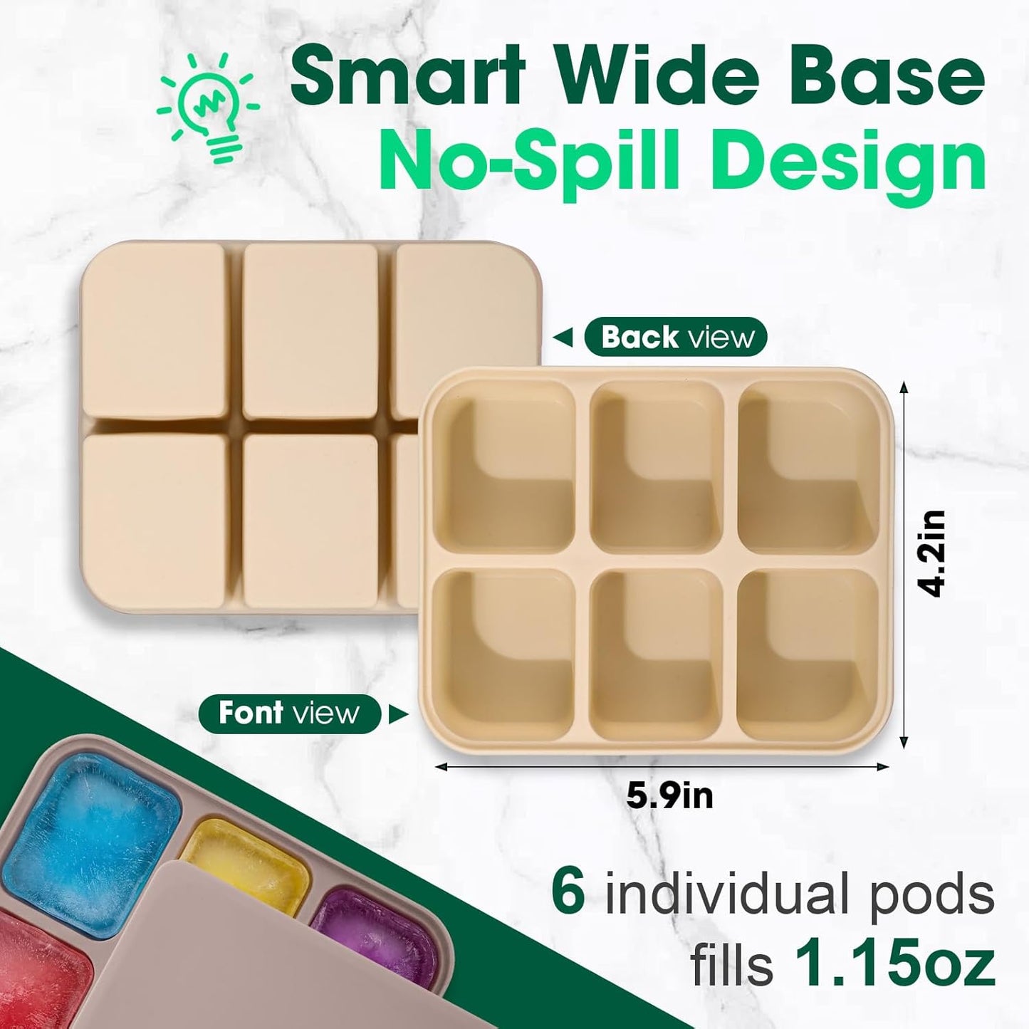 Mimorou 3 Pack Baby Food Freezer Tray with Lids 2.8 oz x 12 Cups Silicone Baby Food Storage Container Ice Cube Freezer Molds for Homemade Vegetable Fruit Purees Snack(12 Cups,White, Yellow, Brown)