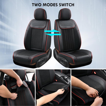 Coverado Leather Seat Covers for Car, Waterproof Car Seat Covers Full Set, 2 in 1 Conversions Car Seat Cover Protector Car Accessories Universal Fit for Most Cars SUVs and Trucks Beige