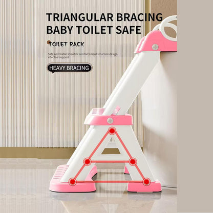 PandaEar Toilet Potty Training Seat with Step Stool Ladder, Comfortable Safe Potty Seat with Anti-Slip Pads Ladder & Bear Design for Kids Boys Toddlers -Grey