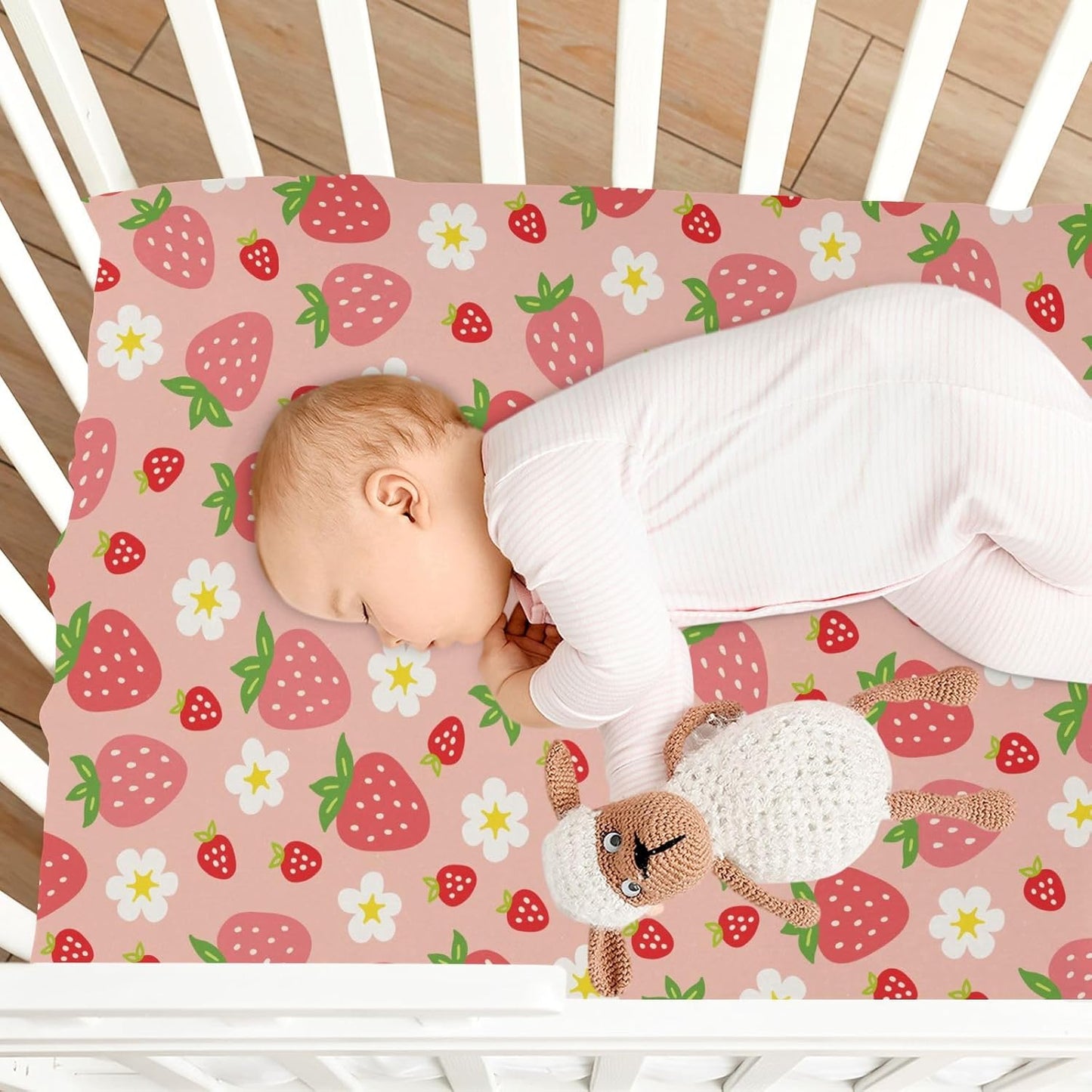 Fitted Crib Sheets White Bears with Clouds Stretchy Portable Playard Sheets for Baby Toddler, Breathable Soft Mini Crib Mattress 39 x 27 in for Boys and Girls