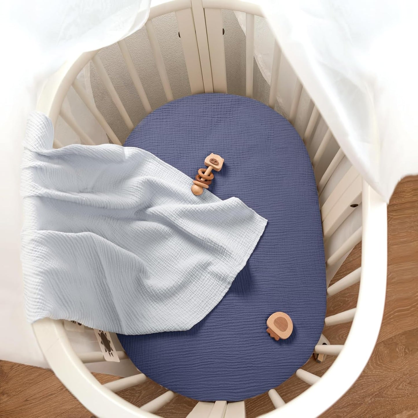 lulumoon Muslin Bassinet Sheets for Baby: Soft Bedside Sleeper Bassinet Fitted Sheets for Boys and Girls