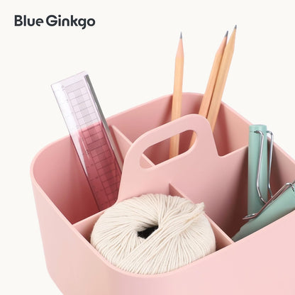 BLUE GINKGO Stackable Organizer Caddy – Korean-Made Portable Tote for Bathroom, Office, Crafts, or School Supplies (Rectangle, Green)
