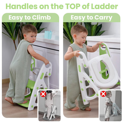 Potty Training Seat, Primlect Upgrade Ultra-Stable Toddler Toilet Seat for Kids Boys Girls, 2 in 1 Potty Training Toilet with Step Stool, Adjustable Seat and Ladder, Non-Slip Pad, Splash Guard (Grey)