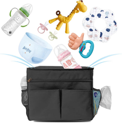 Miracle Baby Stroller Organizer Bag for Mom,Universal Stroller Storage Caddy Diaper Bag- Compatible with Most Stroller - Multifunctional Larg(Grey Star)