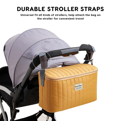 SONARIN Multifunctional Waterproof Pram Buggy Bag Organiser,Portable Lightweight Baby Stroller Bag Organizer Pushchair Storage Bag,Universal Fit All Buggy(Pink)