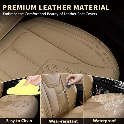 FLORICH Car Seat Covers, Brown Leather Seat Covers for Cars, Faux Nappa Leather Automotive Seat Protectors, Car Seat Cushions Universal Fit for Most Sedans SUVs Trucks - Brown