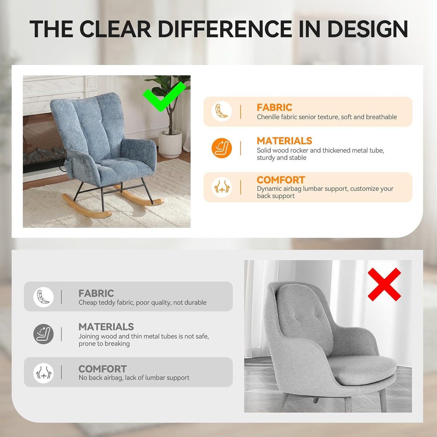 Nursery Rocking Chair Teddy Upholstered Glider Rocker Rocker Accent Chair with High Backrest Armchair Comfy Side Pocket Modern Rocking Accent Chairs for Living Room, Nursery, Office-Green