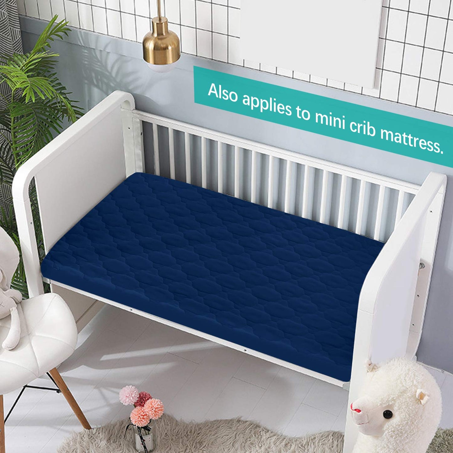 Pack and Play Sheets Mattress Pad Protector Fitted Waterproof Playard Mattress Cover, Compatible with Graco Pack n Play & Dream On Me & Pamo Babe, Playpen/Playard Sheet Quilted, Gray, 39" x 27"