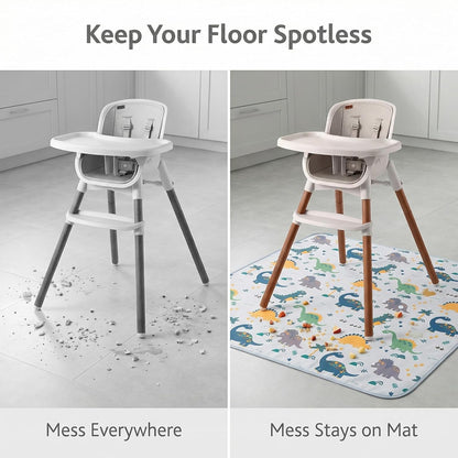 Splat Mat for Under High Chair/Arts/Crafts by CLCROBD, 51" Baby Anti-Slip Food Splash and Spill Mat for Eating Mess, Waterproof Floor Protector and Table Cloth