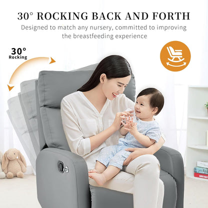 Power Swivel Rocker Recliner Chair for Nursery, Upholstered Glider Rocking Chair with Phone Holder,USB Ports, Small Recliners for Small Spaces Living Room, Bedroom