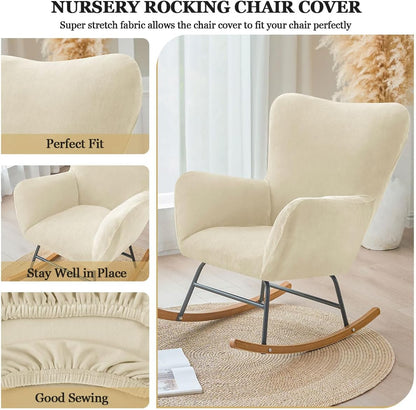 Levoberg Nursery Rocking Chair Cover Velvet Rocker Glider Chairs Cover Slipcovers Stretch Rocking Accent Chair Cover Recliner Armchair Slipcover for Nursery Living Room Bedroom Office Camel