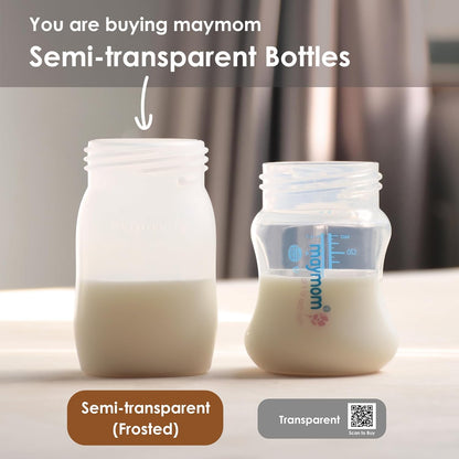 Maymom Wide-Mouth Milk Storage Feeding Collection Bottle with Nipple, Dome Cap, Bottle Top, SureSeal Sealing Disk; Compatible with Spectra Pump/Motif Luna; 5 pc (4.7Oz/140mL)