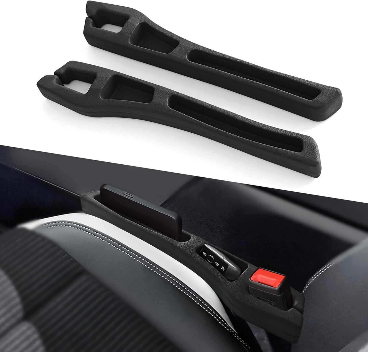 2PCS No Drop Seat Guard, Car Seat Gap Filler, Multi-Function Car Side Gap Filler for Prevent Items Falling, Universal Auto Blocker Between Seats Auto Organizer Accessories for Most Cars