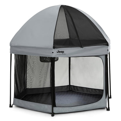 Jeep Hexagon Pop Up Play Yard with Removable Canopy | Ideal for Indoor and Outdoor Use, Olive Green