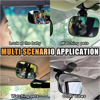 Car Rearview Baby Mirror, Universal Wide Angle Convex Mirror Clip-on Mirrors, Adjustable Convex Safety Rearview Mirrors for Viewing Rear Passengers, Suitable for Most Cars