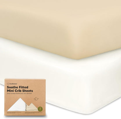 2-Pack Mini Crib Sheets Fitted - 38x26 Pack N Play Sheets for Pack and Play Mattress, Organic Cotton, Soft & Breathable Playard Bedding, Neutral Mini Toddler Bed Cover for Boys, Girls (Dragon Tale)