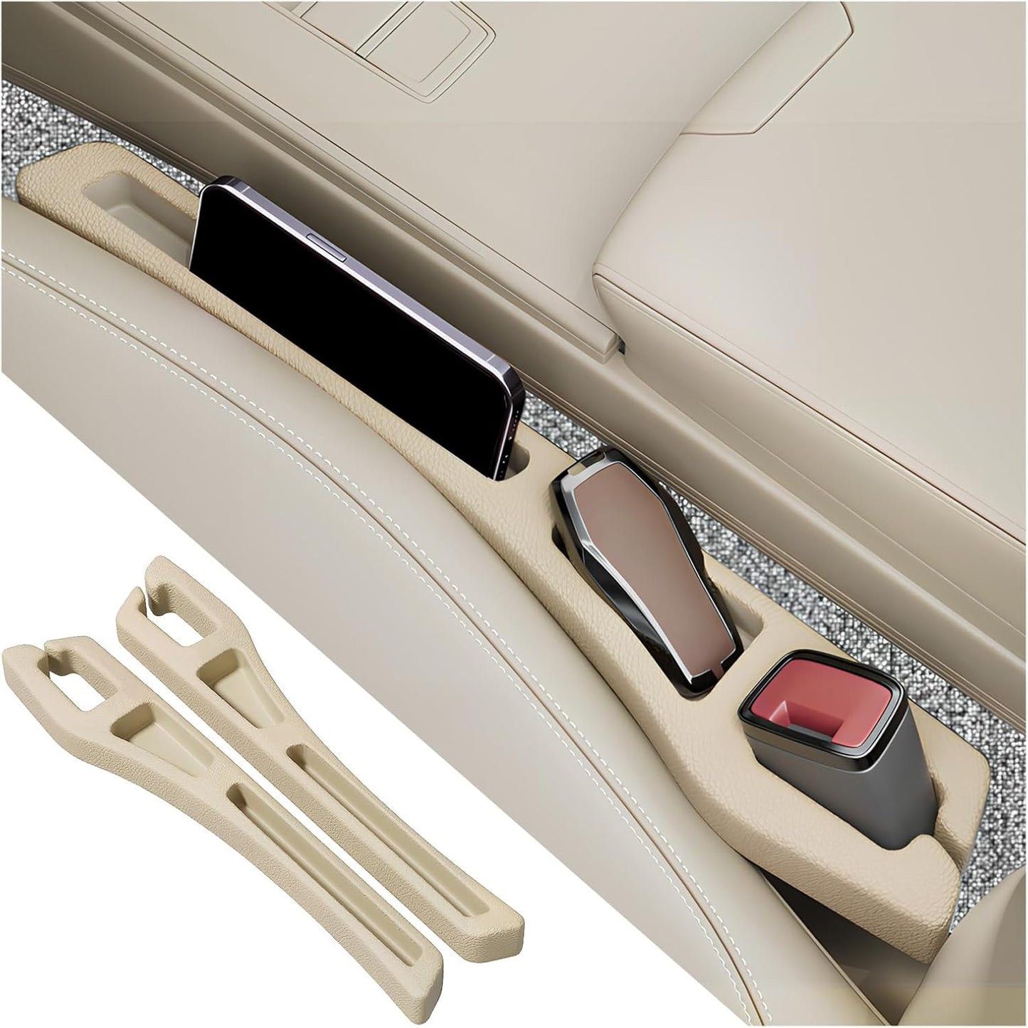 2PCS Car Seat Gap Filler Organizer,2 in 1 Car Gap Filler with Fill and Storage Function for Storing Phones Keys Cards,Universal Multifunctional No Drop Seat Guard for Cars
