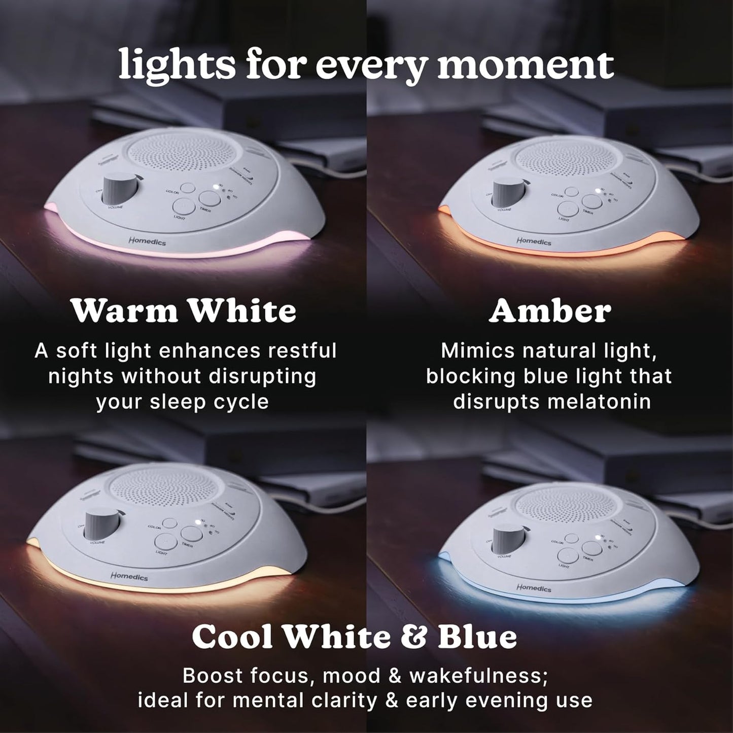 Homedics SoundSleep White Noise Sound Machine, Silver, Small Travel Size with 6 Relaxing Nature Sounds, Portable Therapy for Home, Office, Nursery, Auto-Off Timer