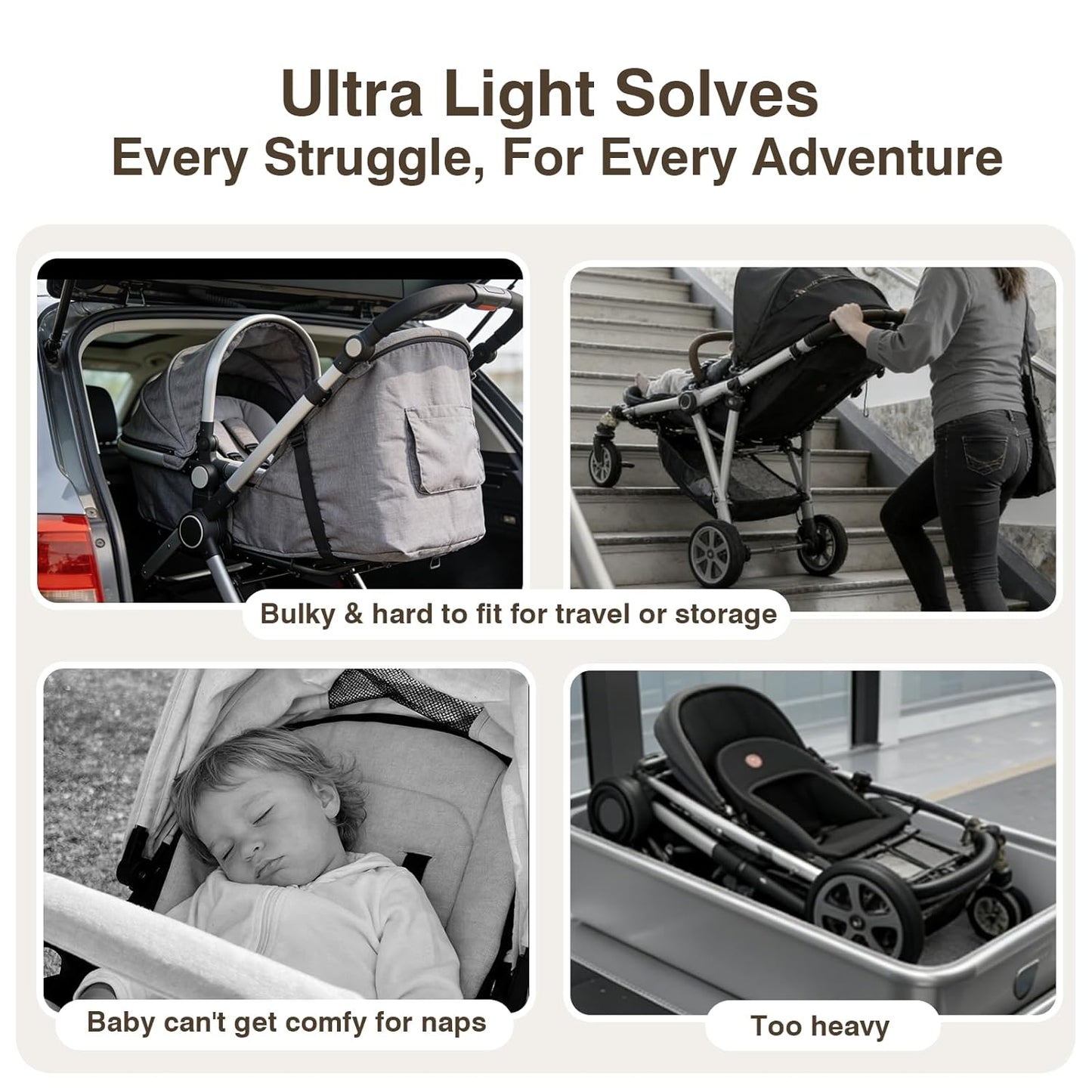 Beberoad Lightweight Baby Stroller for Airplane R2 Small Travel Stroller Compact Strollers Foldable, Infant Toddler Stroller with Adjustable Backrest, Cup Holder and Waterproof Canopy, Black