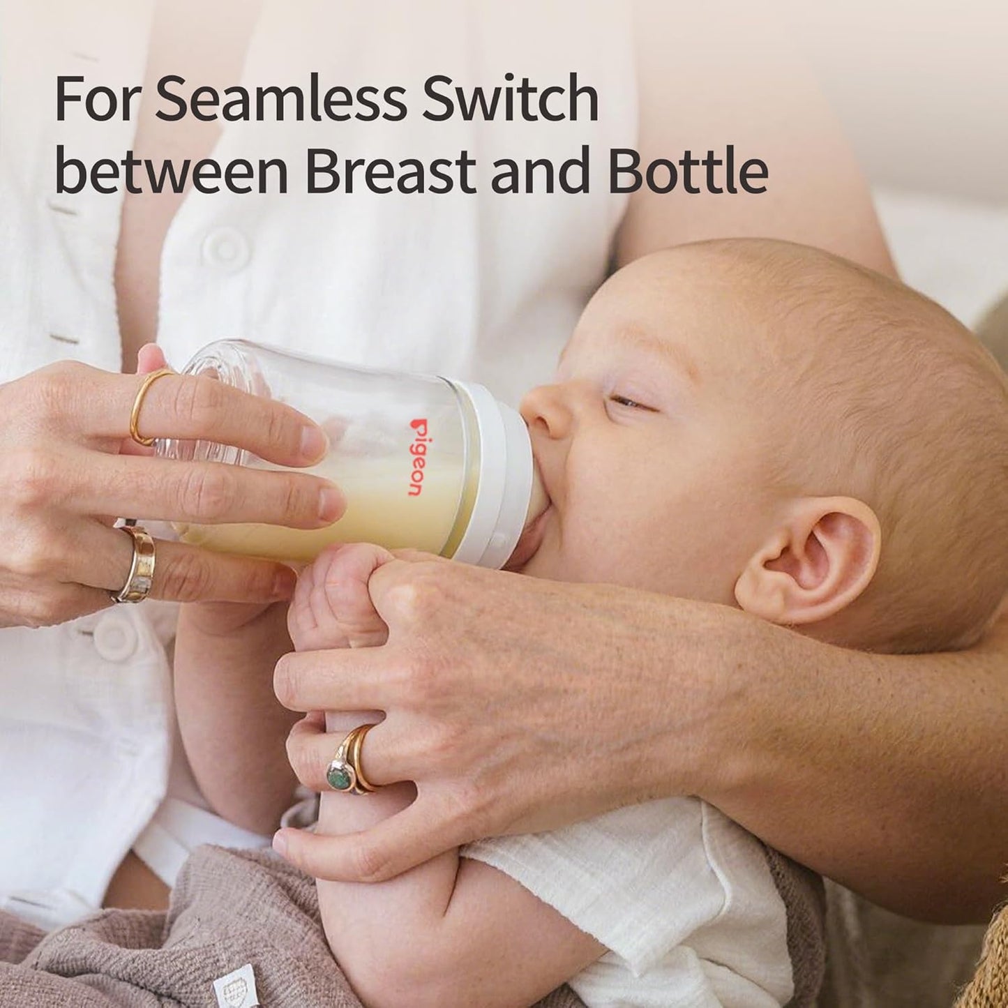 Pigeon Silicone Nipple (S) with Latch-On Line, Natural Feel, 1+ Months, 4 Counts