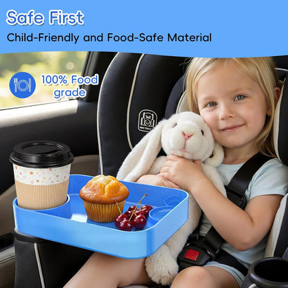 Kids Car Seat Tray, Travel Tray with Cup Holder for Toddler Baby, Kids Car Seat Food Snack Organizer for Road Trip, Stroller Snack Organizer Travel Must Haves Toddler Must Haves (Dark Gray, 1PCS)