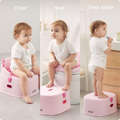 KÜB 3-in-1 Potty Training Toilet (Chair, Seat, Step Stool) - 9 CM Splash Guard, One-Click Assembly, Easy to Clean - Versatile Toddler Potty Trainer for Boy Girl - Grey