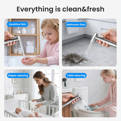 Arofa Handheld Toilet Bidet Sprayer for Toilet-Adjustable Water Pressure Control with Bidet Hose for Feminine Wash, Stainless Steel Brushed Nickel Bidet Faucet Cloth Diaper for Baby Wash