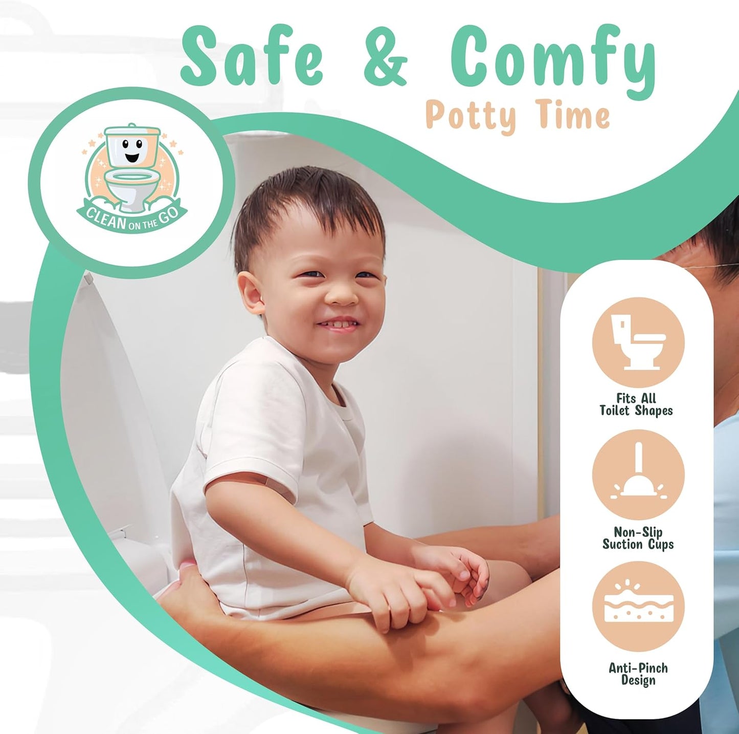 Travel Potty Seat: Portable w Carrying Case for Toddler Toilet Training, Foldable Non-Slip Silicone for kids public toilets, CLEAN ON THE GO (Pink)