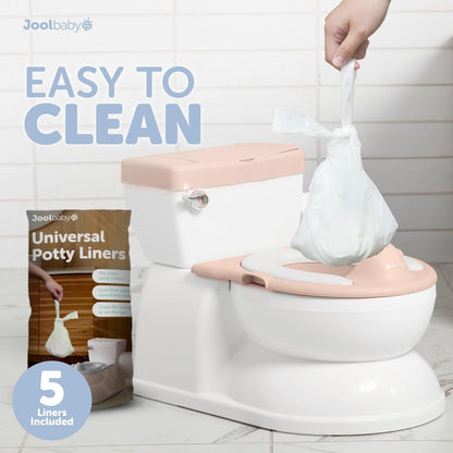Real Feel 2-in-1 Potty with Wipes Storage, Flushing Sounds & Disposable Liners - Realistic Toilet - Easy to Clean & Assemble - Jool Baby (Gray)