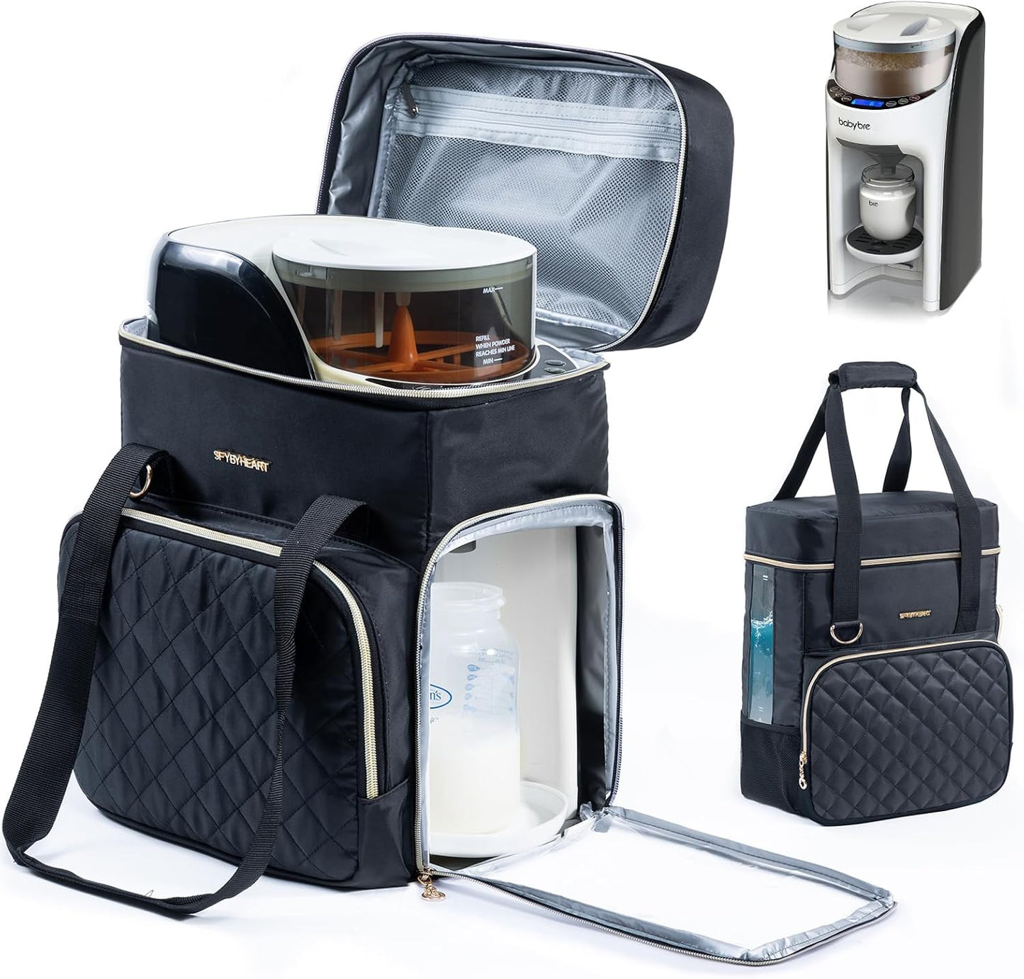 SFYBYHEART Carrying Case Compatible with Baby Brezza Formula Pro Advanced Formula Dispenser Machine Carrying Bag - Baby Formula Mixer Travel Bag with Pockets for Baby Essential, Pumps, Baby Bottles