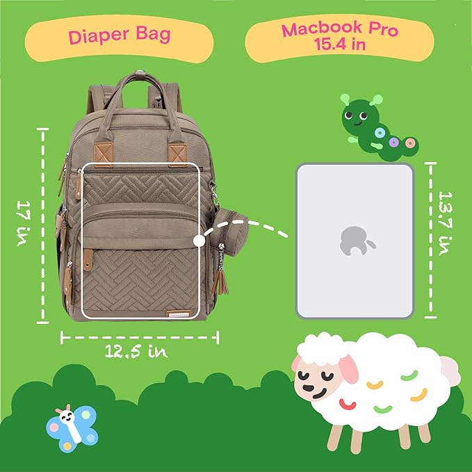 iniuniu Diaper Bag Backpack, 4 in 1 kit Large Unisex Baby Bags for Boys Girls, Waterproof Travel Back Pack with Pouch